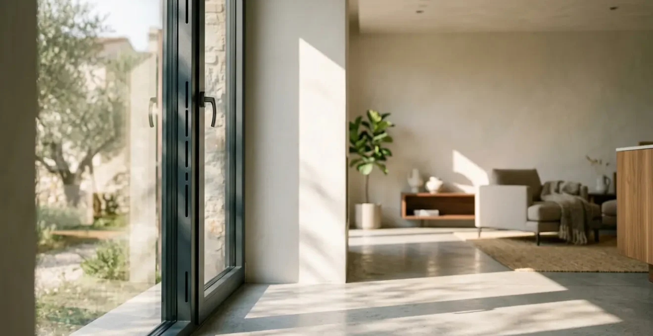 Vista interna di finestra moderna con sistema VMC integrato in casa italiana