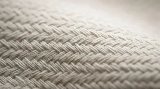 Dettaglio ravvicinato di tessuto in cotone egiziano con trama percalle visibile