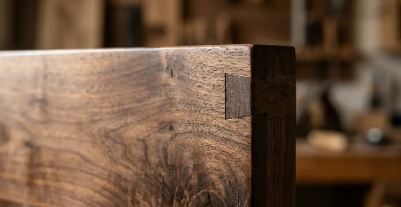 Dettaglio ravvicinato di un mobile italiano autentico con lavorazione artigianale