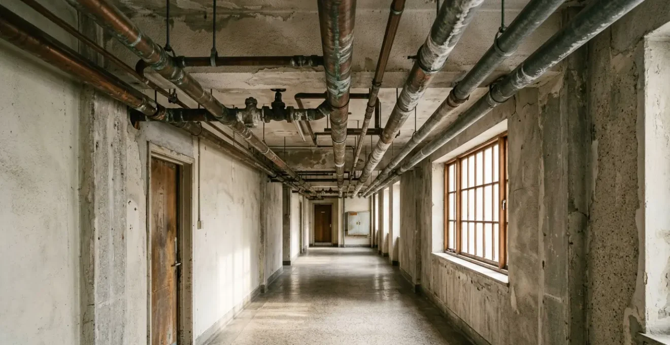 Ispezione endoscopica di tubazioni vintage con segni di corrosione e micro-fessurazioni