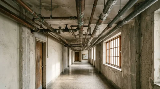 Ispezione endoscopica di tubazioni vintage con segni di corrosione e micro-fessurazioni