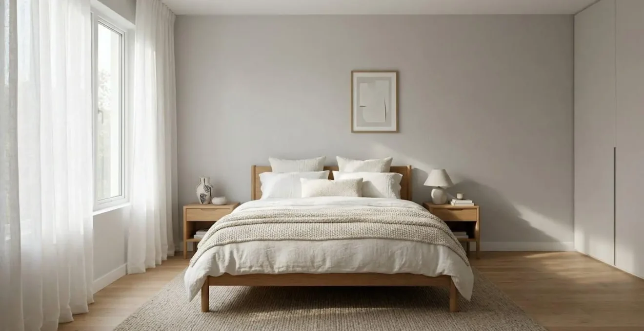 Camera da letto moderna con letto posizionato correttamente rispetto alla finestra e alla porta