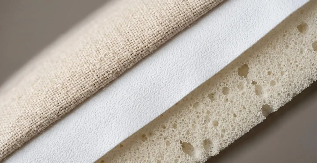 Vista laterale degli strati protettivi del cuscino memory foam