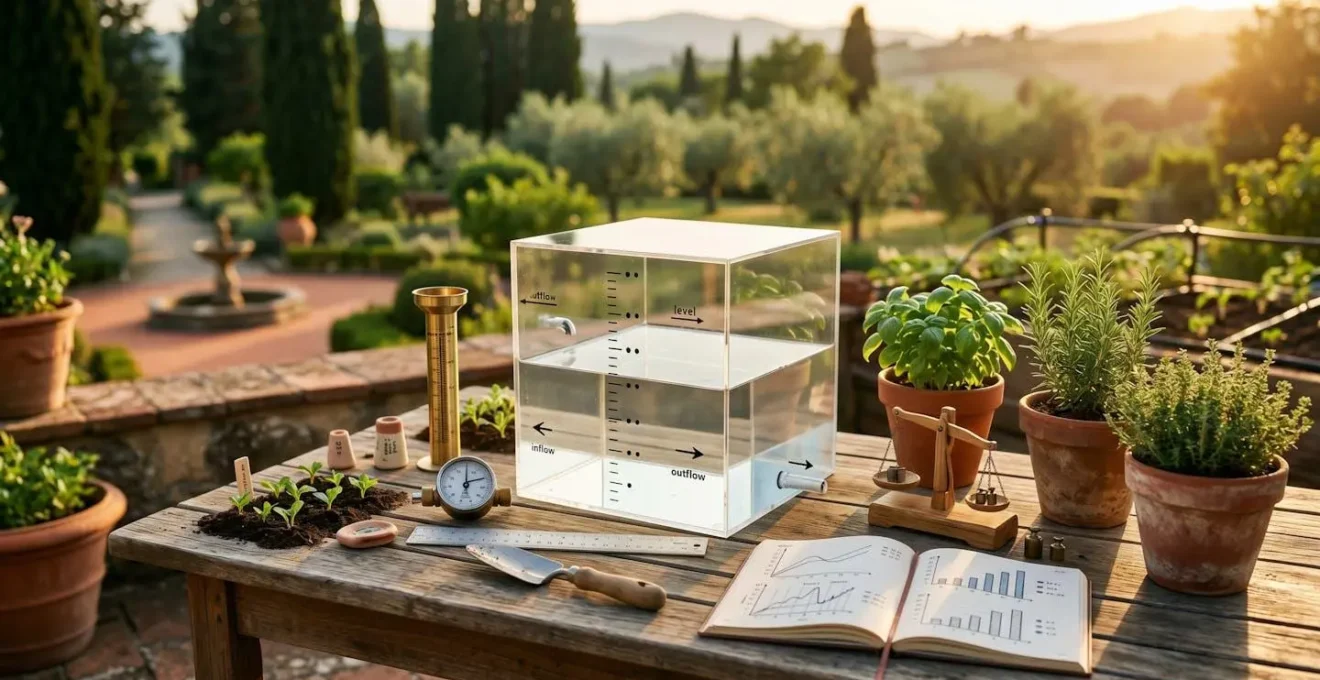 Schema tecnico per calcolare la dimensione ottimale della cisterna per il giardino
