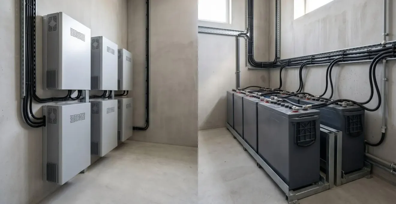 Confronto visivo dello spazio occupato da batterie al litio e al piombo
