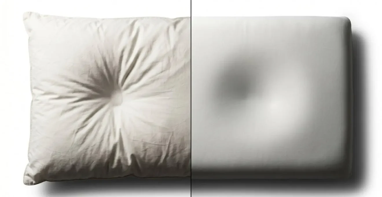 Confronto visivo tra distribuzione peso cuscino tradizionale e memory foam