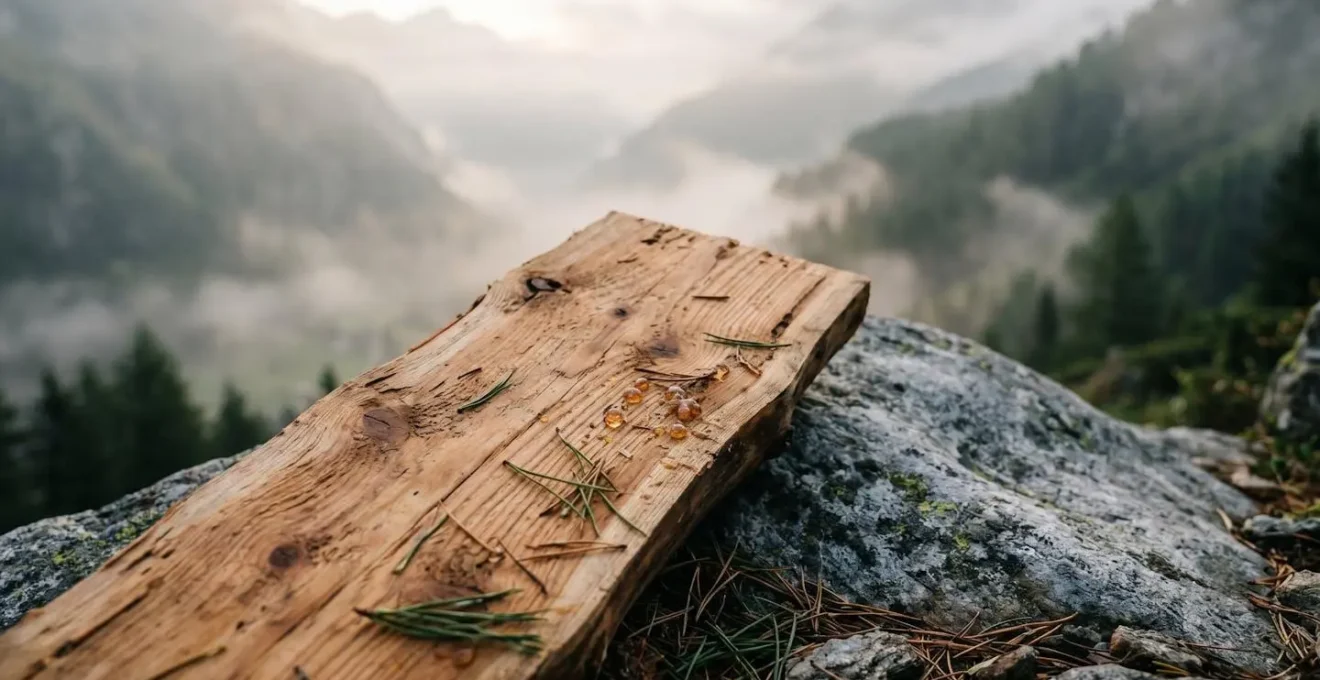 Dettaglio ravvicinato della texture del legno di cirmolo con venature naturali visibili
