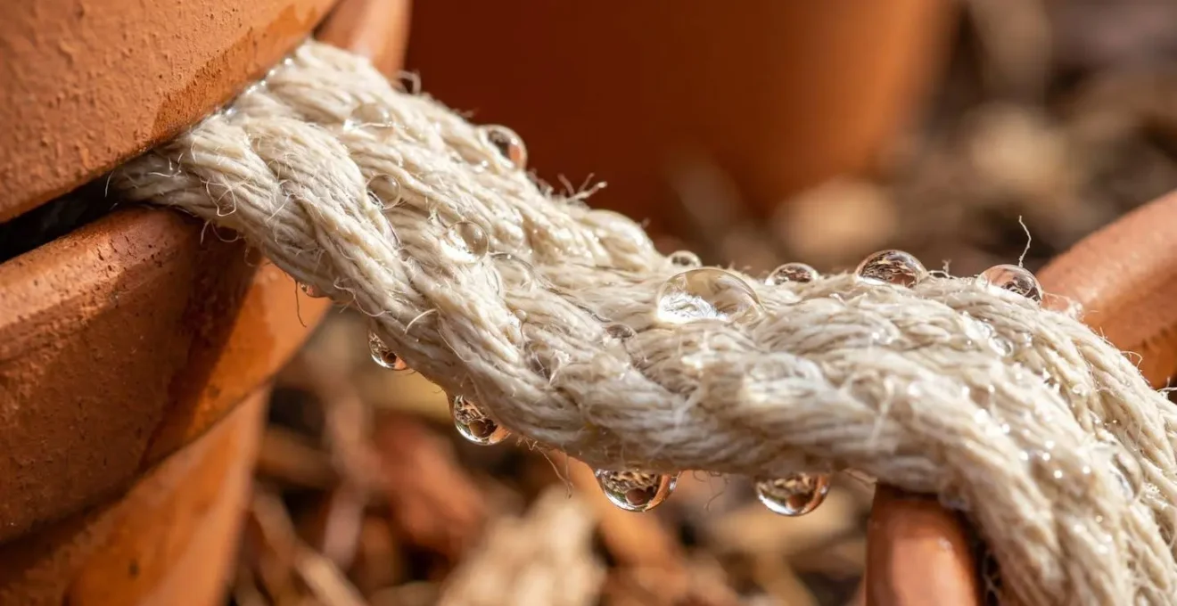 Sistema di irrigazione passiva con stoppini e doppio vaso per piante da balcone